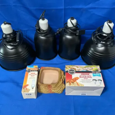 Reptile Dome Lamps With Light Bulbs And Water Dish 