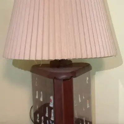 Vintage Wooden Lamp Thimble Display 