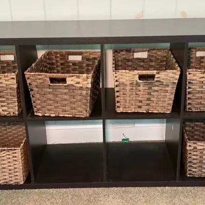 Dark Finish Cubby Unit with Baskets