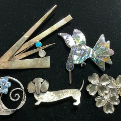 Sterling Silver Pins Inc Dachshund, Hummingbird & More 