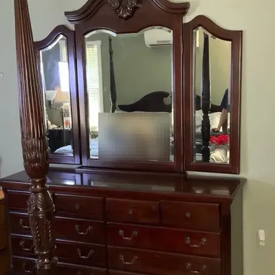 American Design Furniture Solid Wood Long Dresser And Mirror