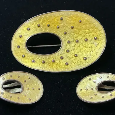 Øystein Balle MCM Norwegian Brooch & Clip-On Earring Set 