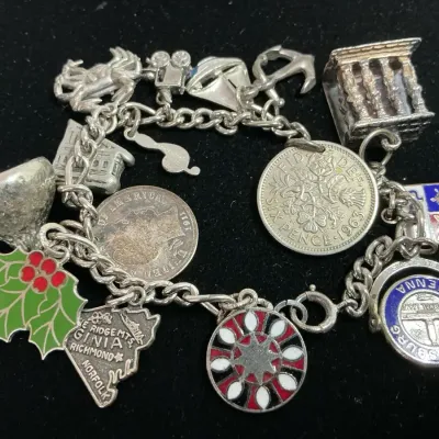 Sterling Silver Charm Bracelet (Most Charms Sterling)