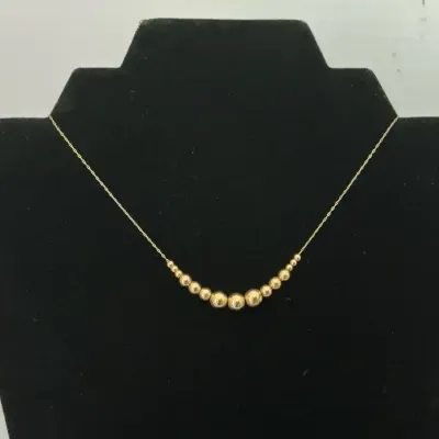 14k Gold Graduated Ball Necklace (16 Inch) (1.23 Grams)