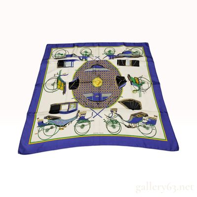 Sale Photo Thumbnail #61: Hermes Les Voitures a Transformation Silk Carre 90 Scarf