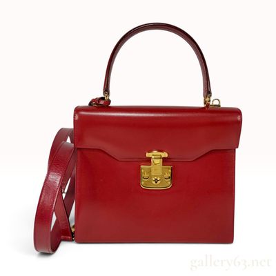 Sale Photo Thumbnail #279: Gucci Vintage Red Leather Lady Lock Top Handle Handbag