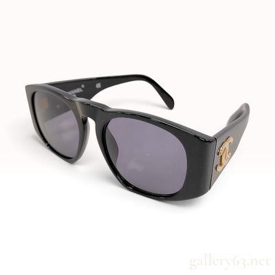 Sale Photo Thumbnail #7: Chanel 01451 Black Acetate Sunglasses with Gold Tone CC Logo Hardware