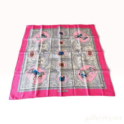Sale Photo Thumbnail #258: Vintage Hermes La Presentation Pink Silk Carre 90
