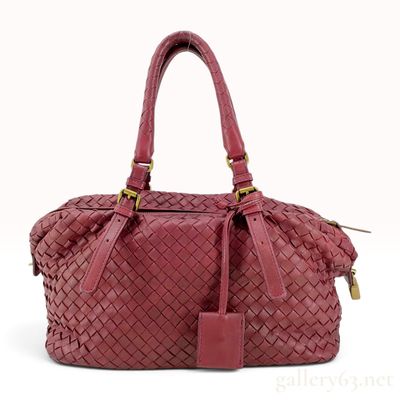 Sale Photo Thumbnail #184: Bottega Veneta Burgundy Intrecciato Leather Montaigne Satchel