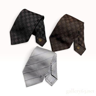 Sale Photo Thumbnail #231: Three Louis Vuitton Damier Pattern Silk Neckties