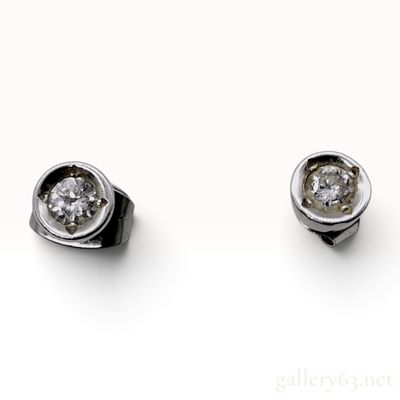 Sale Photo Thumbnail #70: 14 Karat White Gold and 0.22ctw Natural Diamond Bezel Stud Earrings
