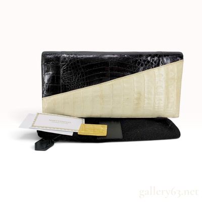 Sale Photo Thumbnail #40: Nancy Gonzalez Two-Tone Caiman Skin Asymmetric Fold-Over Clutch
