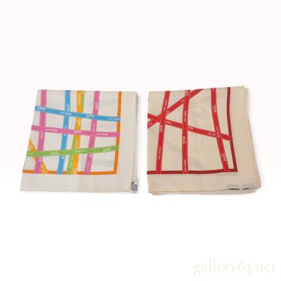 Sale Photo Thumbnail #24: Two Hermes Bolduc Ribbon Silk 90cm Scarves