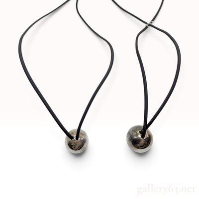 Sale Photo Thumbnail #127: Chanel Sterling Silver Ball Pendant Cord Necklace