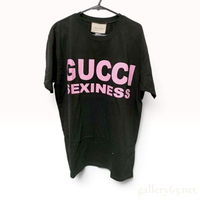 Sale Photo Thumbnail #185: Gucci Sexiness Logo Oversized T-Shirt in Black and Pink