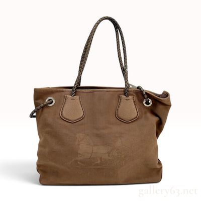Sale Photo Thumbnail #288: Celine Brown Canvas Sulky Horse and Carriage Tote Bag