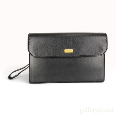 Sale Photo Thumbnail #200: Christian Dior Vintage Black Crossgrain Leather Wristlet Clutch Bag