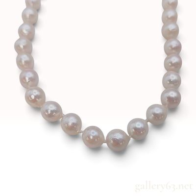 Sale Photo Thumbnail #71: Silver and 6.4mm-6.8mm Semi-Round Pearl Rope Length Necklace