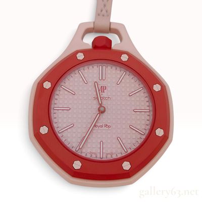 Sale Photo Thumbnail #3: Audemars Piguet x Swatch Royal Pop Otto Rosso Pink Composite Pendant Watch with Box