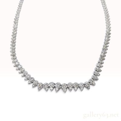 Sale Photo Thumbnail #250: 10.00ct Natural Diamond 18KWG and Pt900 Graduated Fringe Necklace