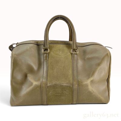 Sale Photo Thumbnail #117: Vintage Christian Dior Olive Green Grained Leather and Suede Boston Travel Bag