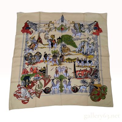 Sale Photo Thumbnail #178: Hermes Au Fil de la Soie Silk Scarf by Annie Faivre
