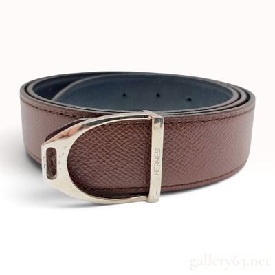 Sale Photo Thumbnail #119: Hermes Reversible Grained Leather Etrier Belt Size 90/32-34"