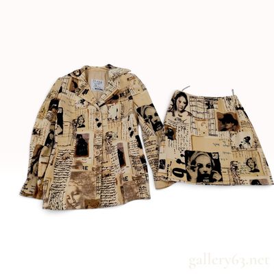 Sale Photo Thumbnail #12: A Moschino Cheap and Chic Two Piece Newspaper Print Skirt Suit