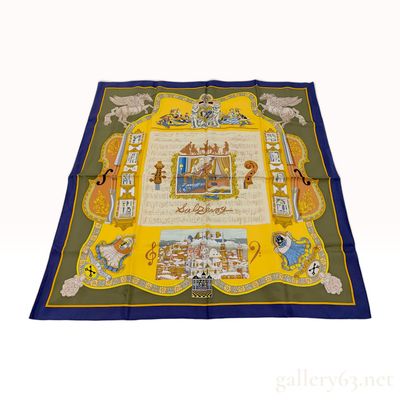 Sale Photo Thumbnail #295: Hermes Carre 90 Silk Scarf in Salzburg Pattern by Loic Dubigeon