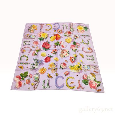 Sale Photo Thumbnail #130: Gucci Floral Print Silk Scarf with Butterflies and Bees