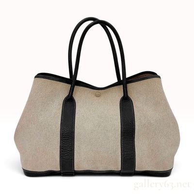 Sale Photo Thumbnail #254: Hermes Garden Party 36 Ecru Toile and Noir Negonda Leather Tote Bag