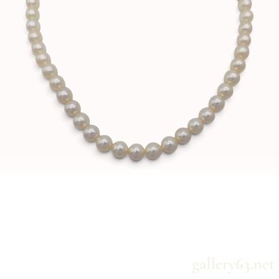 Sale Photo Thumbnail #16: Graduated Cultured Pearl Choker Necklace with Silver Filigree Clasp