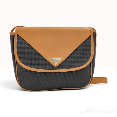 Sale Photo Thumbnail #136: Yves Saint Laurent Vintage Charcoal Woven and Tan Leather Crossbody Bag