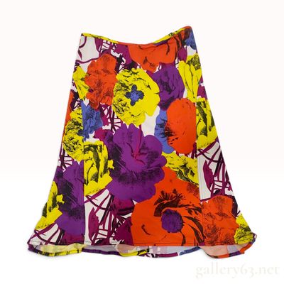 Sale Photo Thumbnail #28: Gianni Versace Couture Spring Summer 2002 Floral Print Jersey Flared Skirt