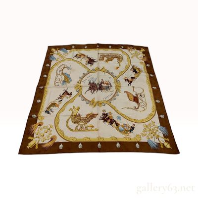 Sale Photo Thumbnail #176: Hermes Plumes et Grelots Silk Jacquard Scarf by Julia Abadie