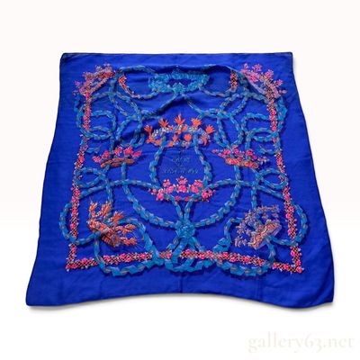 Sale Photo Thumbnail #212: Vintage Hermes Le Sacre du Printemps Cashmere and Silk Scarf by Henri d'Origny