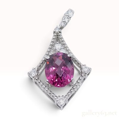 Sale Photo Thumbnail #203: Platinum Pinkish Purple Tourmaline and Diamond Pendant