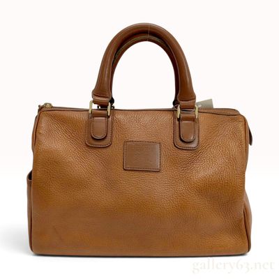 Sale Photo Thumbnail #294: Burberrys Vintage Cognac Pebbled Leather Boston Bag