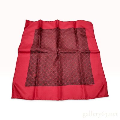 Sale Photo Thumbnail #72: Hermes Silk Twill Pocket Square with Red and Black Geometric Motif
