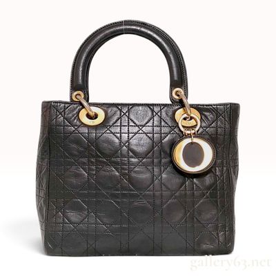 Sale Photo Thumbnail #4: Christian Dior Black Quilted Lambskin Medium Lady Dior Handbag