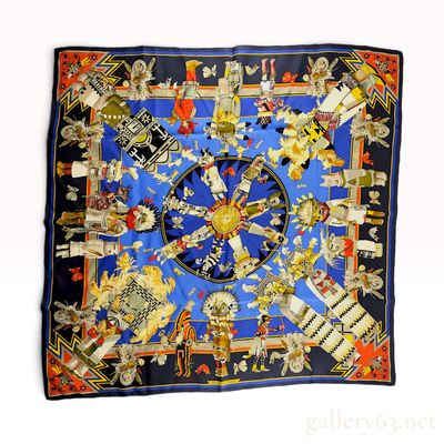 Sale Photo Thumbnail #280: Hermes Kermit Oliver Kachinas Silk Scarf