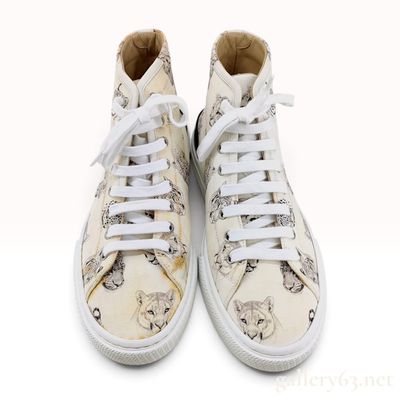 Sale Photo Thumbnail #48: Hermes Animal Print Canvas High Top Sneakers Size 39