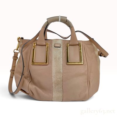 Sale Photo Thumbnail #22: Chloe Ethel Tan Leather and Snakeskin Textured Satchel