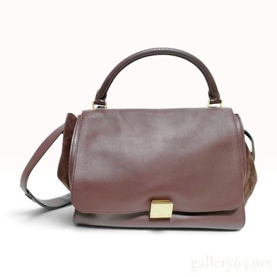 Sale Photo Thumbnail #160: Celine Burgundy Smooth Calfskin and Suede Trapeze Bag with Python Handle