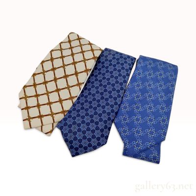 Sale Photo Thumbnail #46: A Trio of Luxury Silk Neckties by Chanel and Hermes