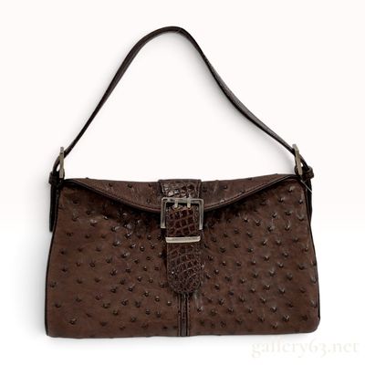 Sale Photo Thumbnail #162: Roberta di Camerino Ostrich and Caiman Leather Baguette Shoulder Bag