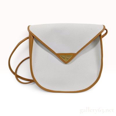Sale Photo Thumbnail #226: Yves Saint Laurent Rive Gauche Vintage Textured Canvas and Leather Crossbody Bag