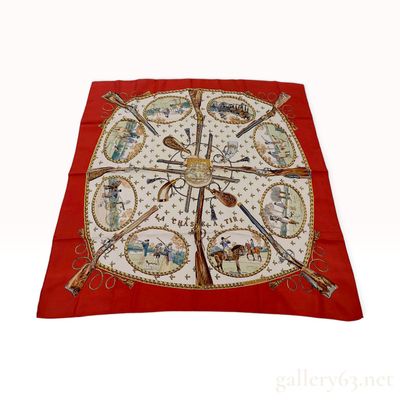 Sale Photo Thumbnail #248: Hermes La Chasse a Tir Silk Scarf by Philippe Ledoux