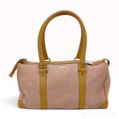 Sale Photo Thumbnail #108: Gucci Pink Suede and Tan Leather Boston Bag