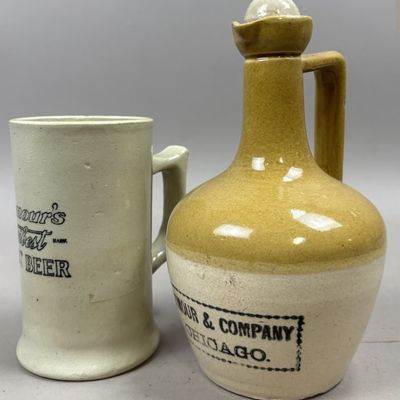 Sale Photo Thumbnail #397: Pair Armour's Veribest Root Beer Mug & Picher